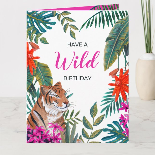 Tiger jungle wild birthday card (Front)