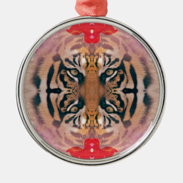 Tiger Kaliedi Digital Art Metal Tree Decoration (Front)