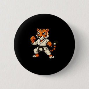Tiger Karate Funny Black Belt Boys Girls Kids 6 Cm Round Badge