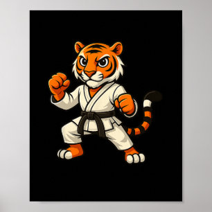 Tiger Karate Funny Black Belt Boys Girls Kids Poster