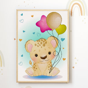 Tiger Kids Room Poster Safari Nursery Print