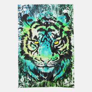 Tiger Kitchen Towel - Colourful Tiger Eyes