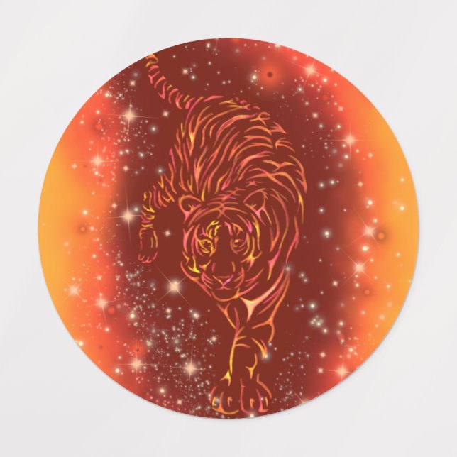 Tiger Labels Running In Galaxy Starry Night (Design 3)