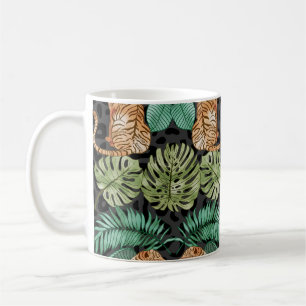 Tiger Leaves: Watercolor Jungle Seamless. Coffee Mug