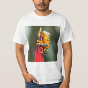 Tiger Legged Monkey Tree Frog Green Orange T-Shirt