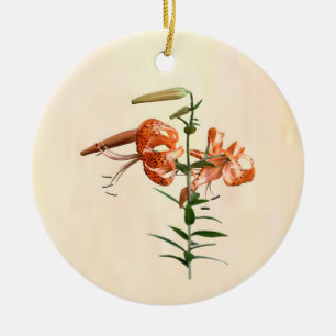 Tiger Lilies And Buds Ceramic Tree Decoration