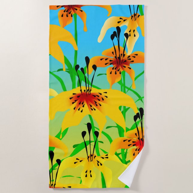 Tiger Lilies Beach Towel (Front)