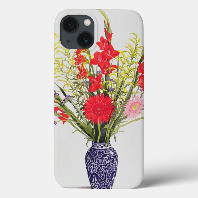 Tiger Lilies Gladioli and Scabious in a Blue Case-Mate iPhone Case (Back)
