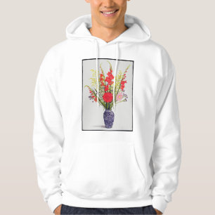 Tiger Lilies Gladioli and Scabious in a Blue Hoodie