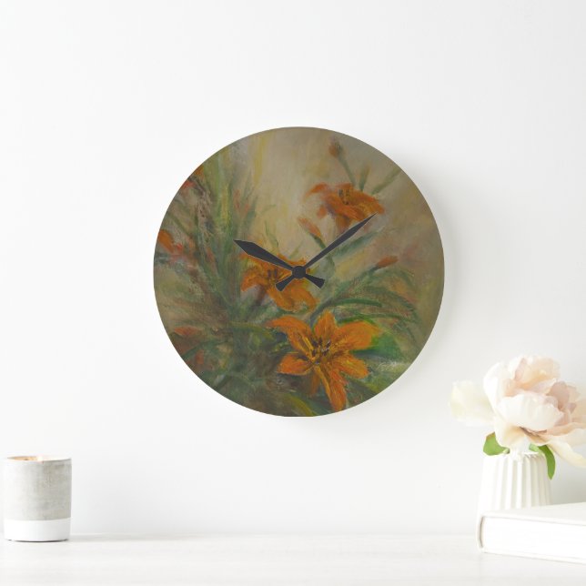 Tiger Lilies Large Clock (Home)