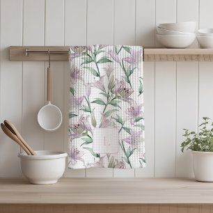 Tiger Lilies Pink Flower Mongrammed Tea Towel