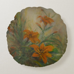 Tiger Lilies Round Cushion