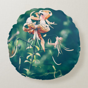 Tiger lilies round cushion