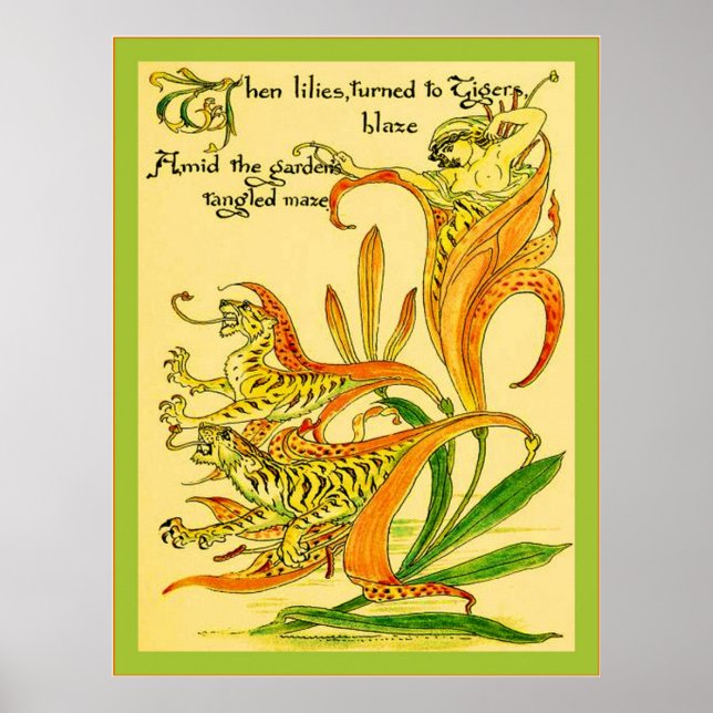 Tiger Lilies  ~ Vintage Art Nouveau Print (Front)