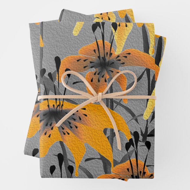 Tiger Lilies Wrapping Paper Sheets (In situ)