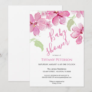 Tiger Lilly Clematis Pink Floral   Baby Shower Invitation