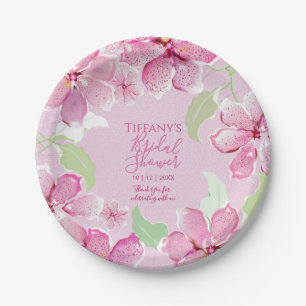Tiger Lilly Clematis Pink Floral   Bridal Shower Paper Plate