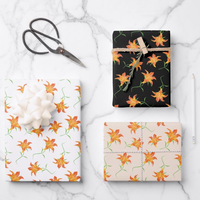 Tiger Lily Abstract floral stylish chic Wrapping Paper Sheet (Front)