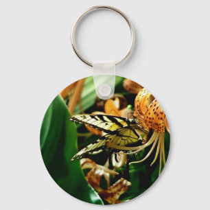 Tiger Lily and Butterfly Key Ring