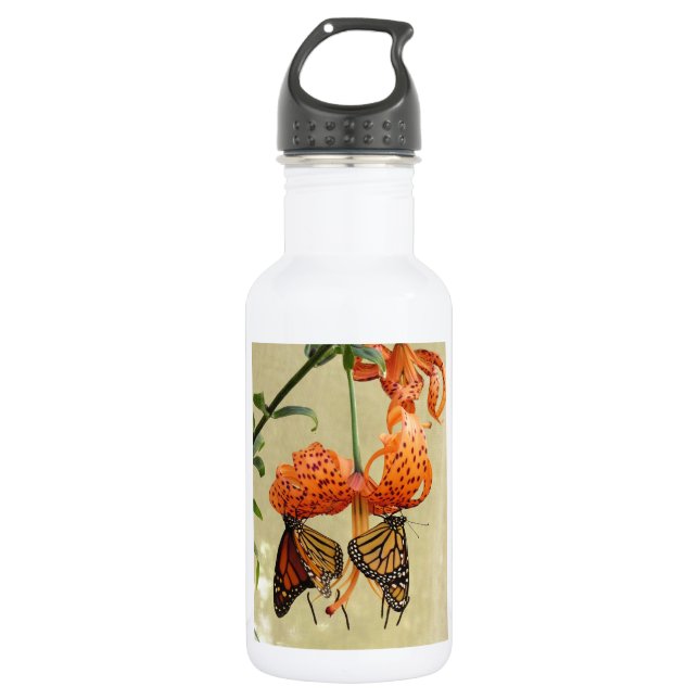 Tiger Lily and Monarchs 532 Ml Water Bottle (Front)