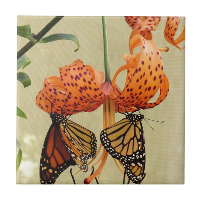 Tiger Lily and Monarchs Tile (Front)