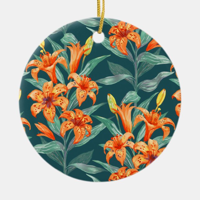 Tiger Lily Ceramic Tree Decoration (Front)