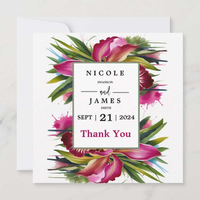 Tiger Lily Elegant Floral Thank You Card (Front)