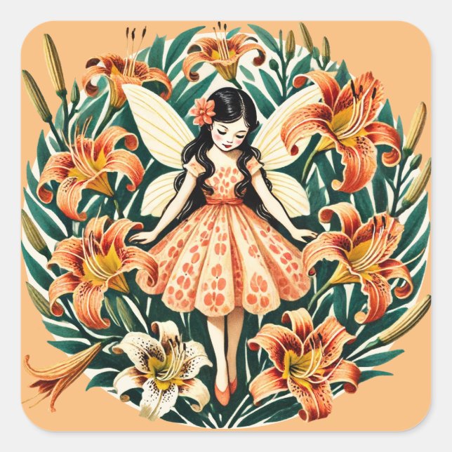 Tiger Lily Fairy                                   Square Sticker (Front)