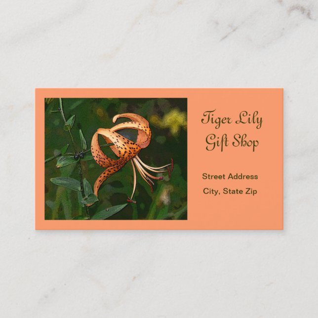 "TIGER LILY" (FLORAL, PHOTOG.) CUSTOMIZABLE BUSINESS CARD (Front)
