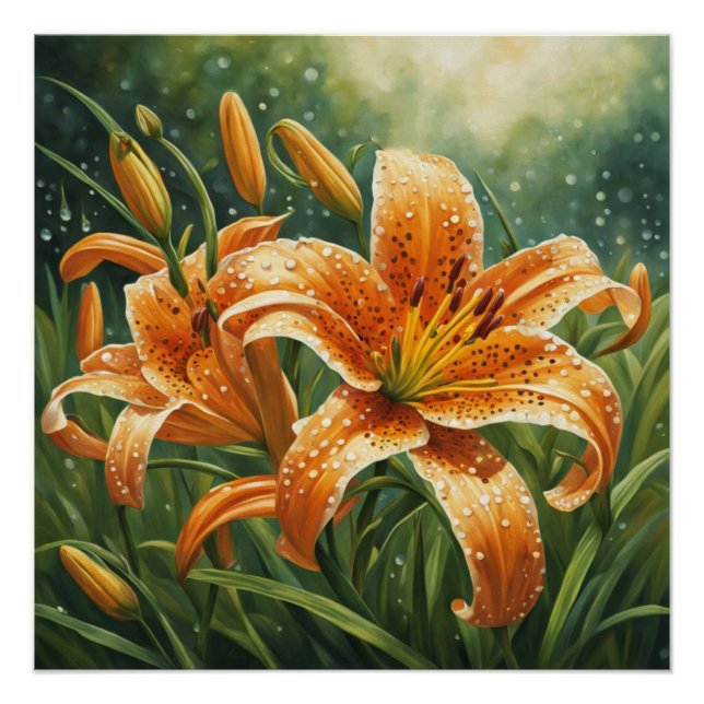 Tiger Lily Flower Poster (Front)