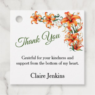 Tiger Lily Personalisable Thank You Favour Tags