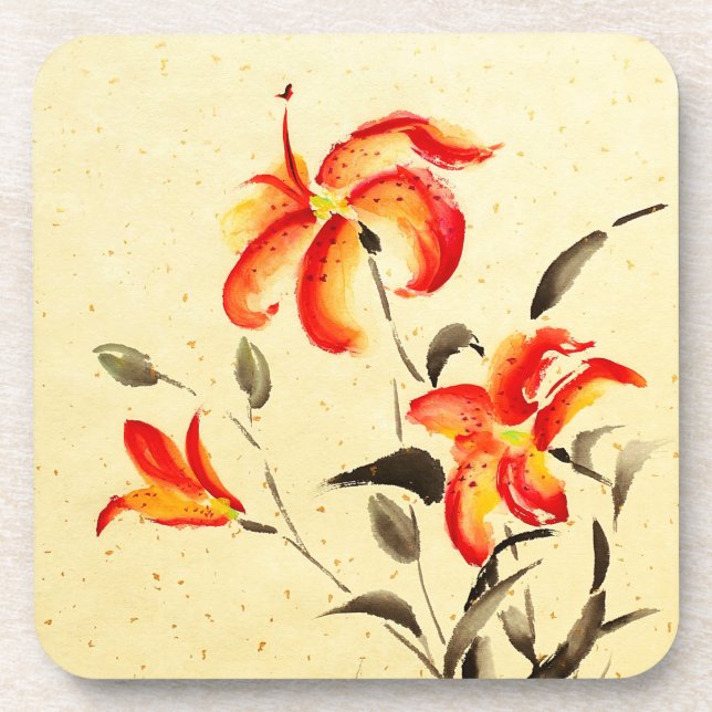 Tiger Lily - red Coaster (Front)