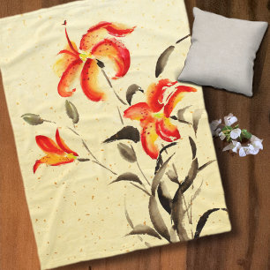 Tiger Lily - red Fleece Blanket