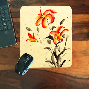 Tiger Lily - red Mouse Mat