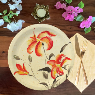 Tiger Lily - red Paper Plate