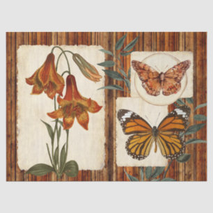 Tiger Lily Rustic Wood Collage Decoupage Tissue Paper