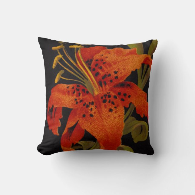 Tiger Lily Square Pillow (Front)