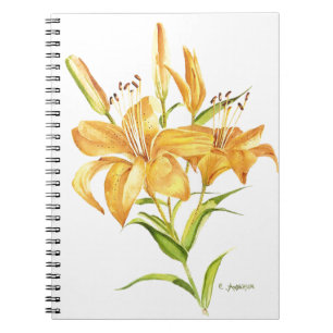 Tiger-lily watercolor flower notebook