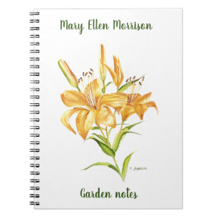 Tiger-lily watercolor flower notebook