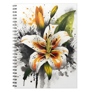 Tiger Lily- Watercolor flowers Notebook