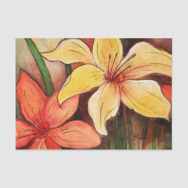Tiger Lily Watercolor Tissue Paper (Front)