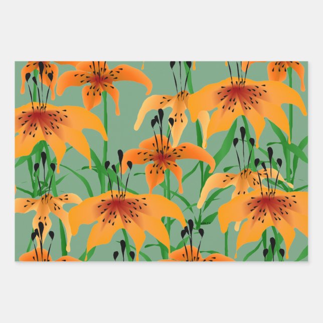 Tiger Lily Wrapping Paper Sheets (Front)