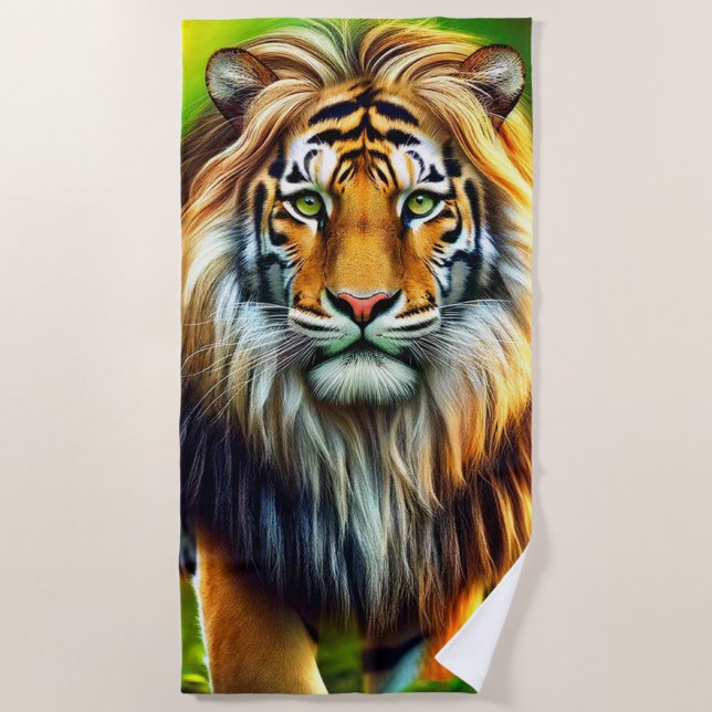 Tiger Lion Beach Towel (Front)
