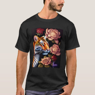 Tiger Love Mystical Nature Colourful Moon Roses  1 T-Shirt