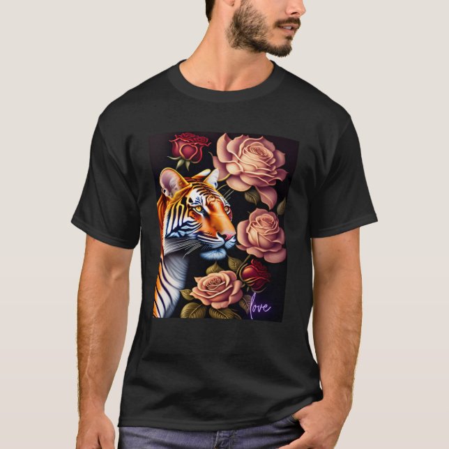 Tiger Love Mystical Nature Colourful Moon Roses  1 T-Shirt (Front)