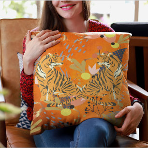 Tiger Lovebirds Elegance and Strength Cushion