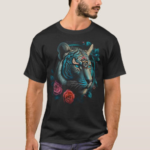 Tiger Lover Artwork Flower Animal Motif Tiger 7 T-Shirt
