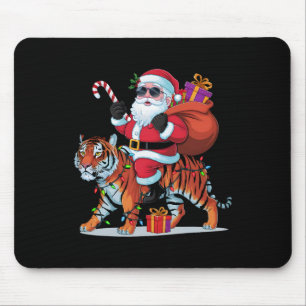 Tiger Lover Xmas Lighting Santa Riding Tiger Chris Mouse Mat