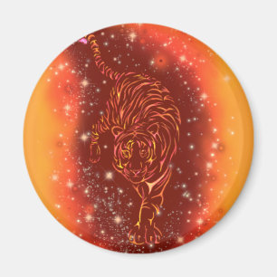 Tiger Magnet Running At Galaxy Starry Night 
