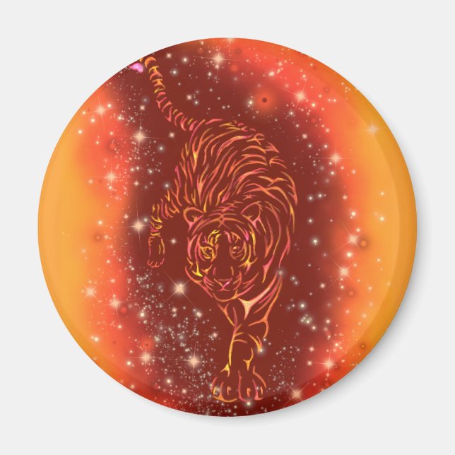 Tiger Magnet Running At Galaxy Starry Night  (Front)